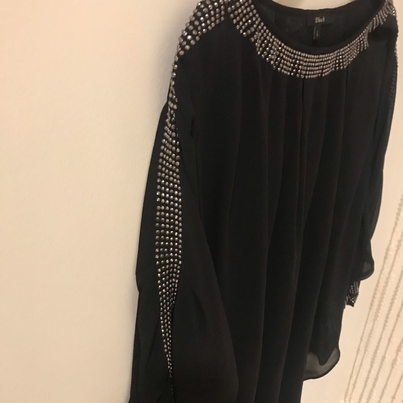 Black semi-sheer studded tunic dress - Picture 4 of 4